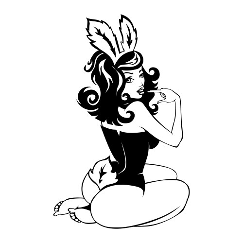 sexy rabbit girl kneels vector image