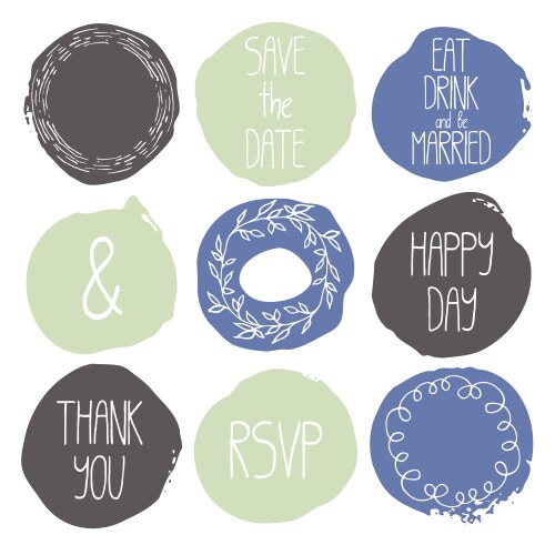 Set of 9 decorative wedding and romantic elements Vector Image