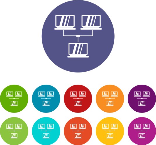 Exchange of data between computers set icons vector image