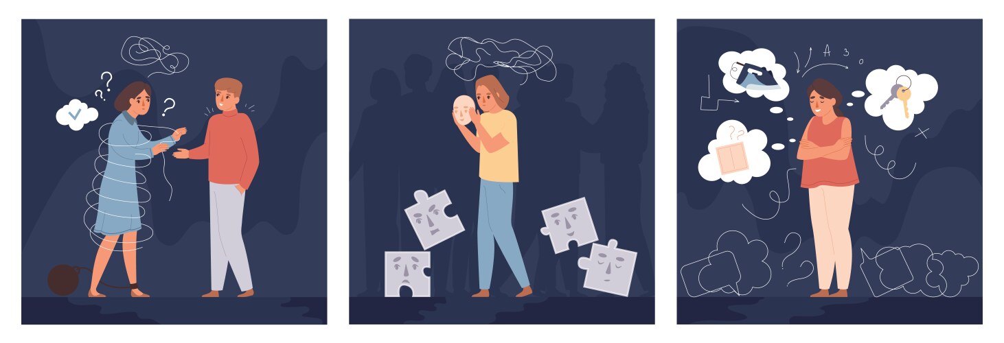 Mental disorders flat icons Royalty Free Vector Image