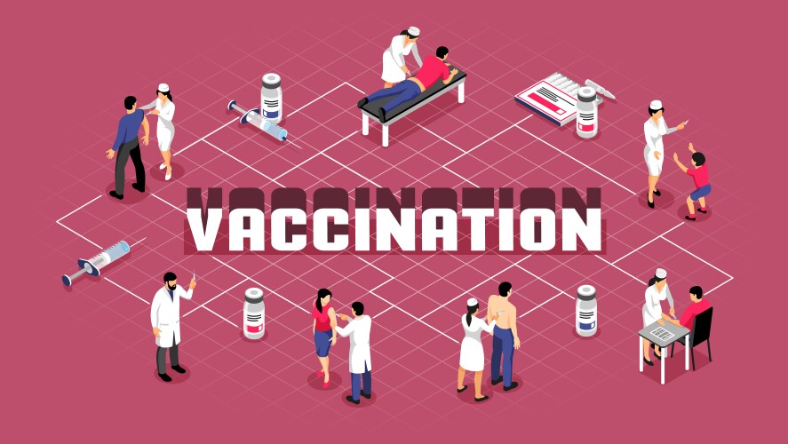 Vaccination isometric flowchart vector image