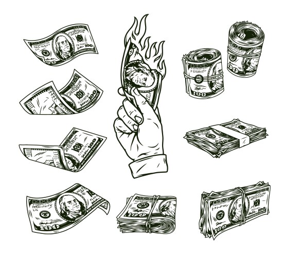 Monochrome Money Burn Vector Image