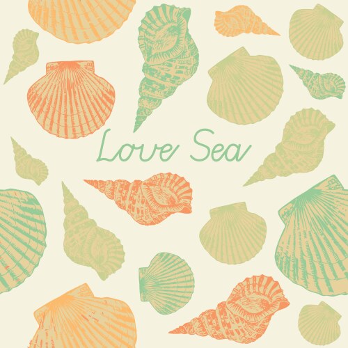 Seashells pattern background Royalty Free Vector Image