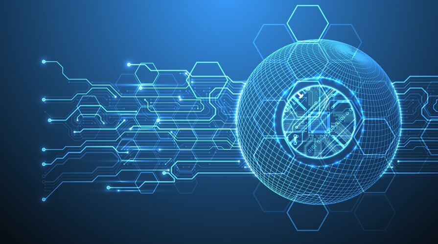 Abstract image of a computer chip in the middle vector image