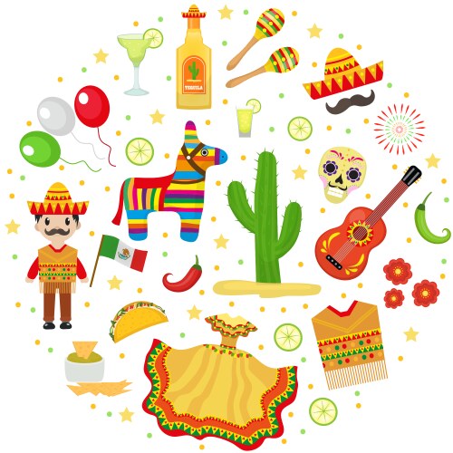 Cinco de Mayo Fiesta Icons Vector Image