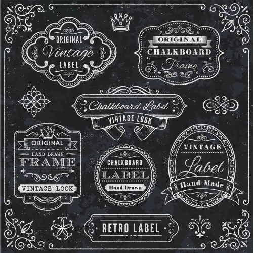 Vintage Chalkboard Labels & Elements Vector Image