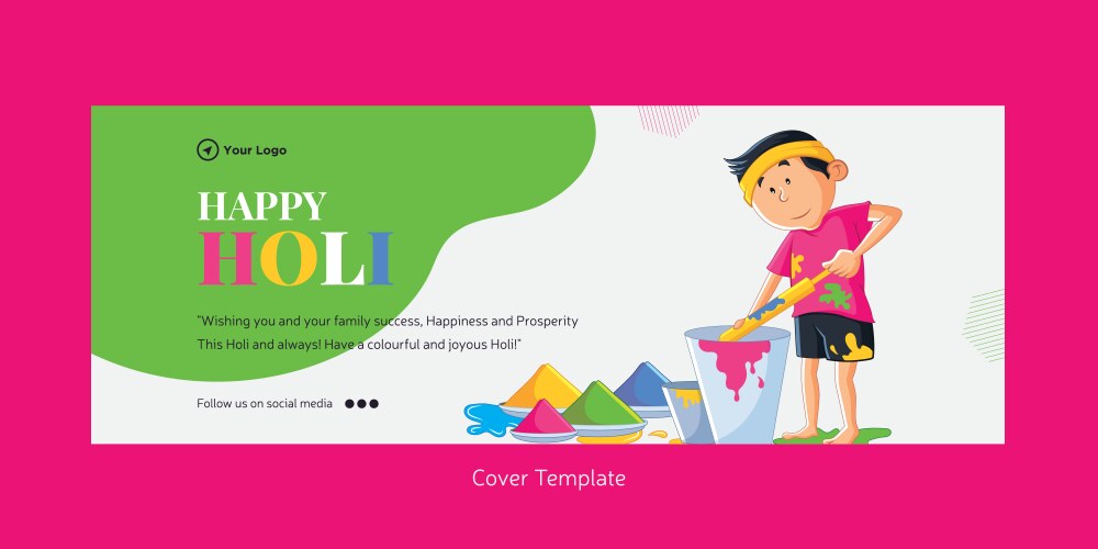 Happy holi cover page design vector image