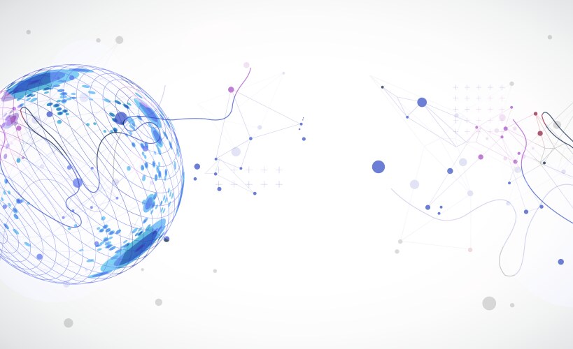 Abstract sphere background with plexus effect 3d vector image