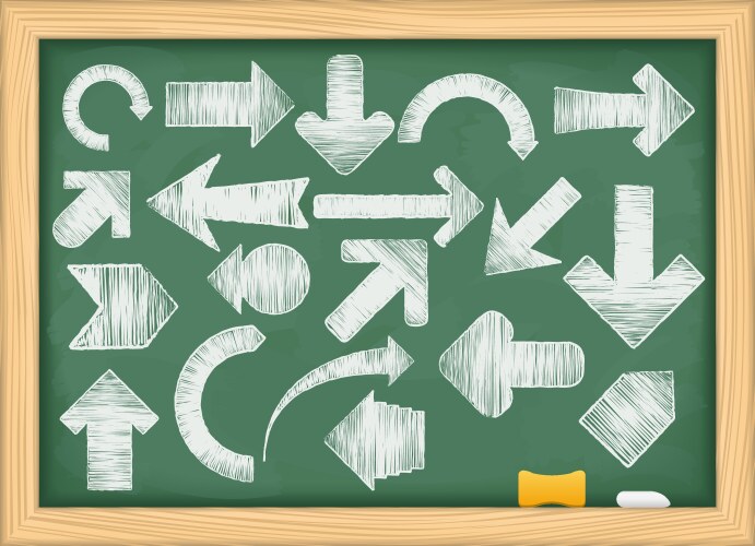 Hand Drawn Arrows on Blackboard Vector Image