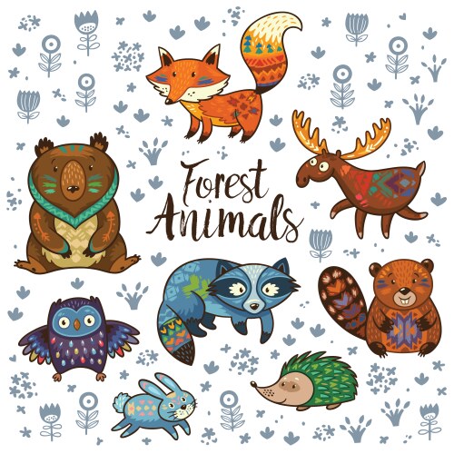 Woodland Animals Set Vector Image