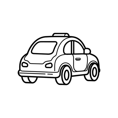 A stylized line drawing of simple compact car Vector Image