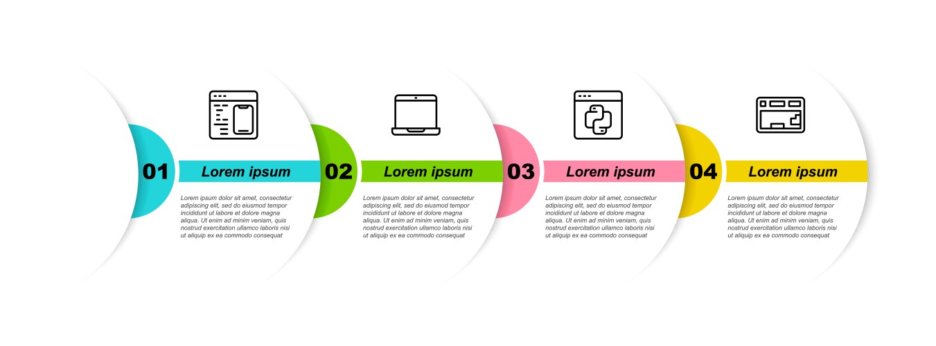 Set line software laptop python programming vector image