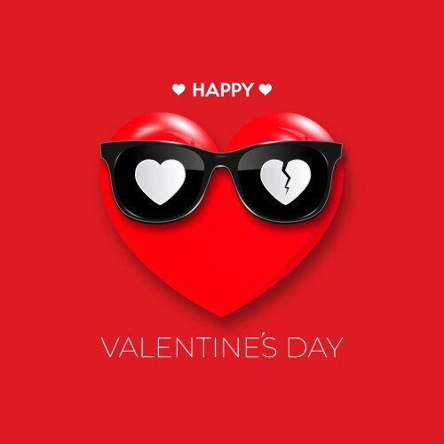 Red Heart Glasses Valentine's Day Vector Image
