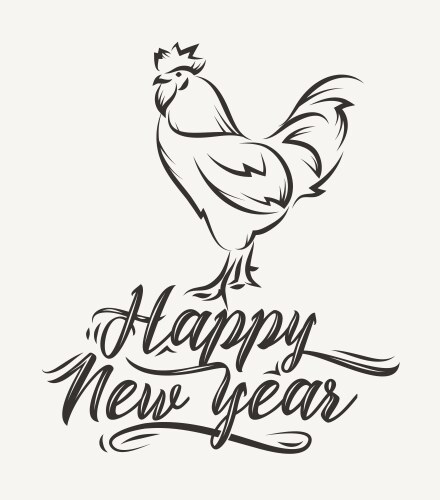 Rooster and calligraphy Vector Image