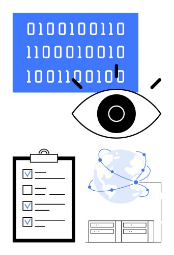 Digital data processing featuring binary code vector image