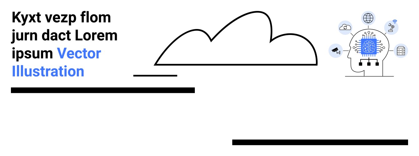 Cloud computing and ai concept with neural network vector image