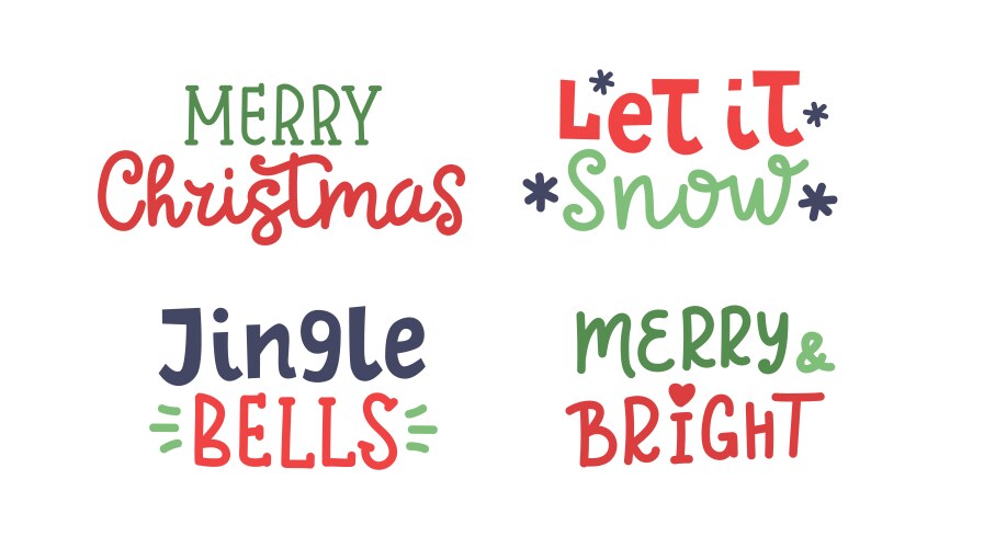 Christmas greetings set hand drawn festive Vector Image