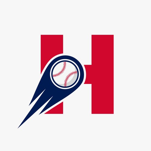 letter h baseball logo concept with moving