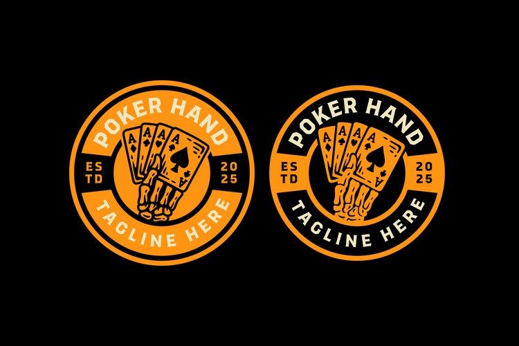 Poker Skull Badge - Retro Logo Vector Image