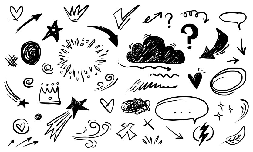 Doodle elements for concept design on set vector image