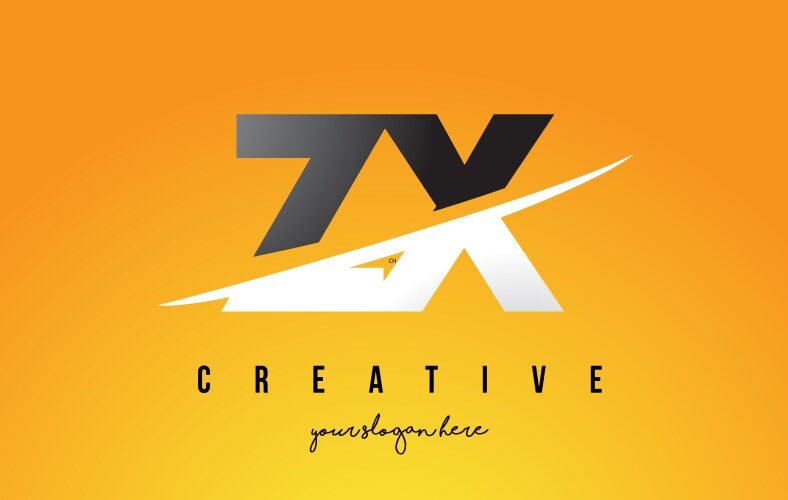 Zx z x letter modern logo design with yellow vector image