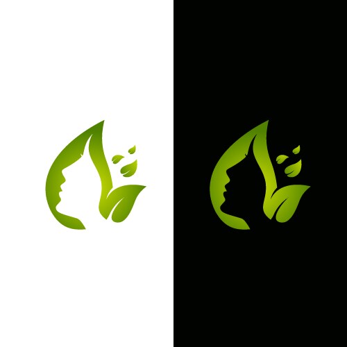 Leaf and face logo template vector image