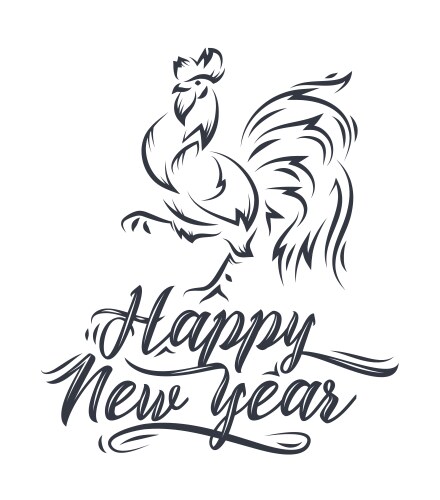 Rooster and calligraphy Vector Image