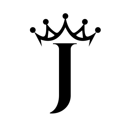 Letter j crown logo for queen sign beauty fashion vector image