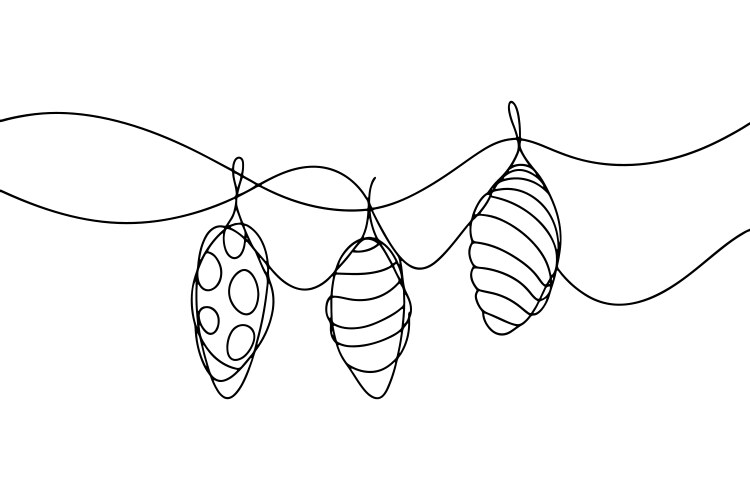 Cocoons continuous line art on white background Vector Image