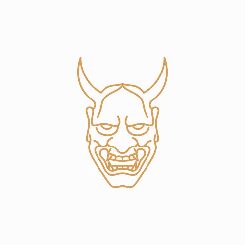 Line art japanese demon oni mask logo design Vector Image