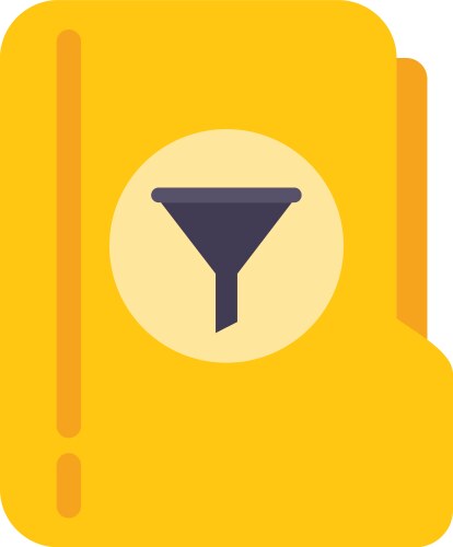 Yellow data folder presenting filtering function vector image