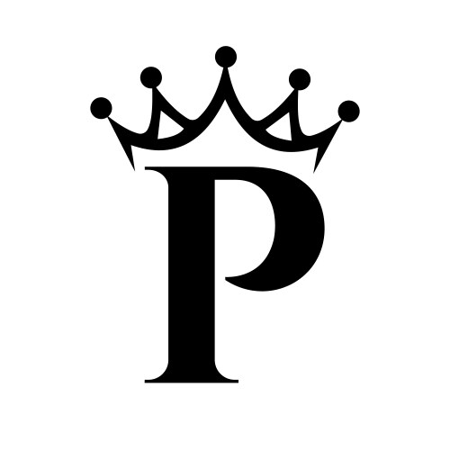 Letter p crown logo for queen sign beauty fashion vector image