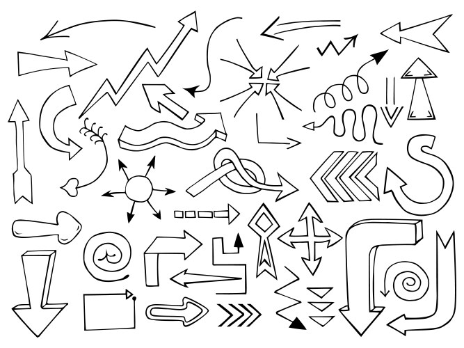 Hand draw arrow set Royalty Free Vector Image - VectorStock