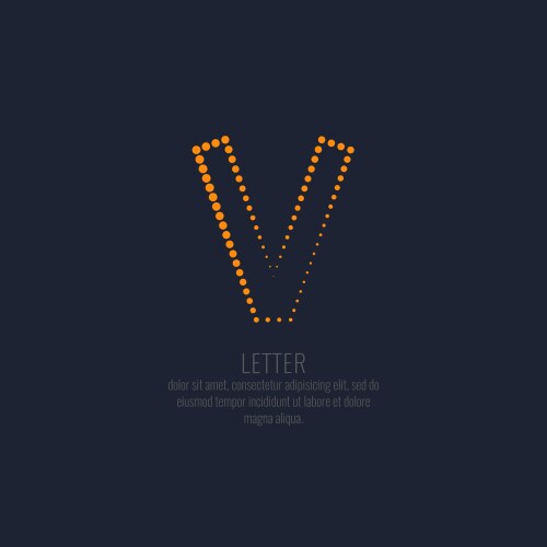 modern dotted letter v of the latin alphabet vector image