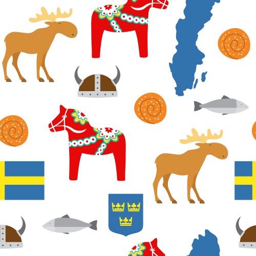 sweden symbols seamless pattern vector