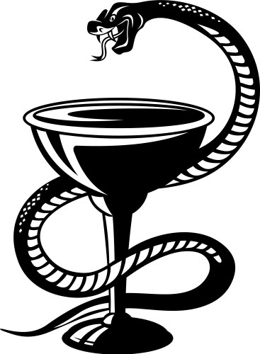 medicine symbol - snake on cup vector