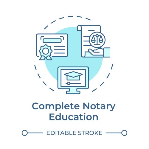 Complete notary education soft blue concept icon Vector Image