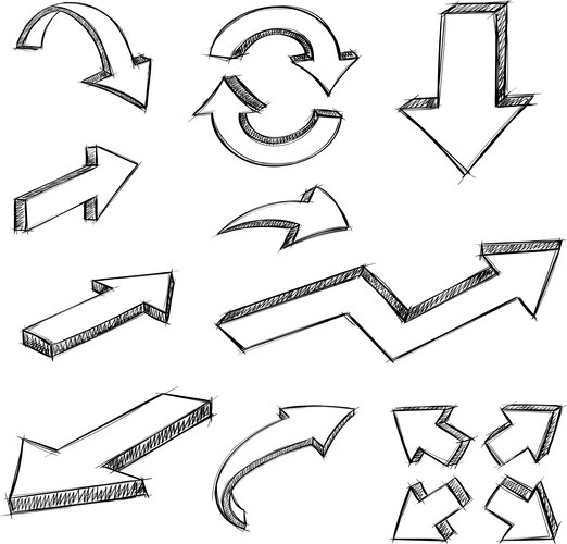 Dirty Pencil Arrows Sketch Vector Image