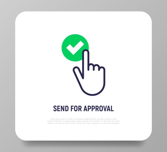 Push button with check mark by finger click yes vector image