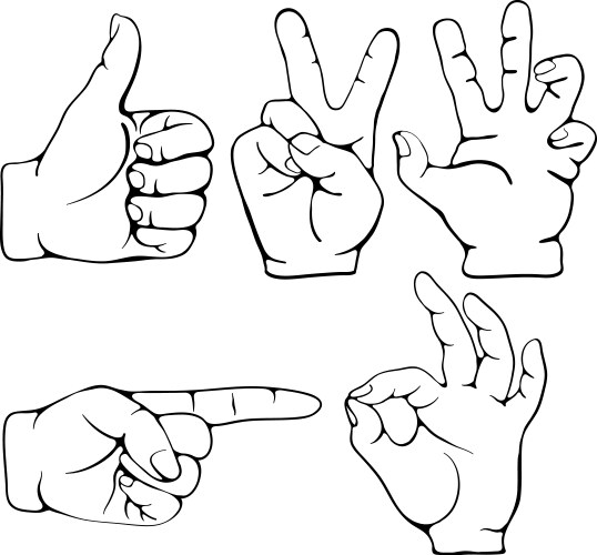Cartoon hand gestures set Royalty Free Vector Image