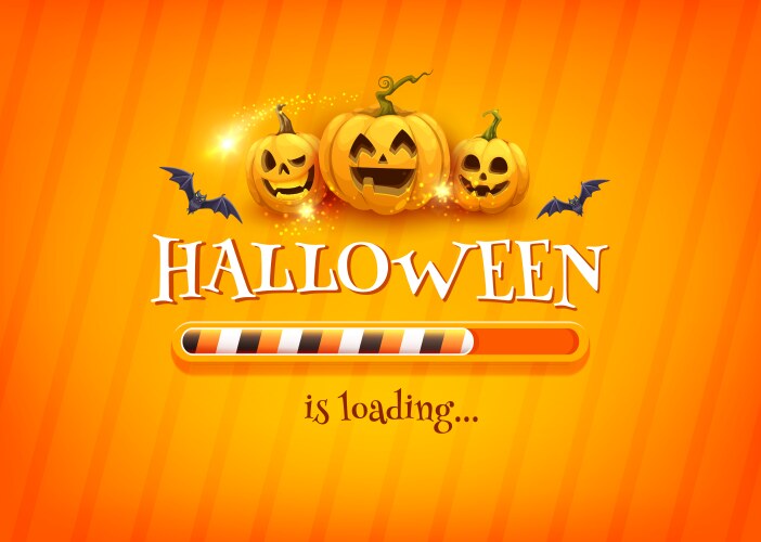 halloween holiday loading bar with cartoon pumpkin vector image