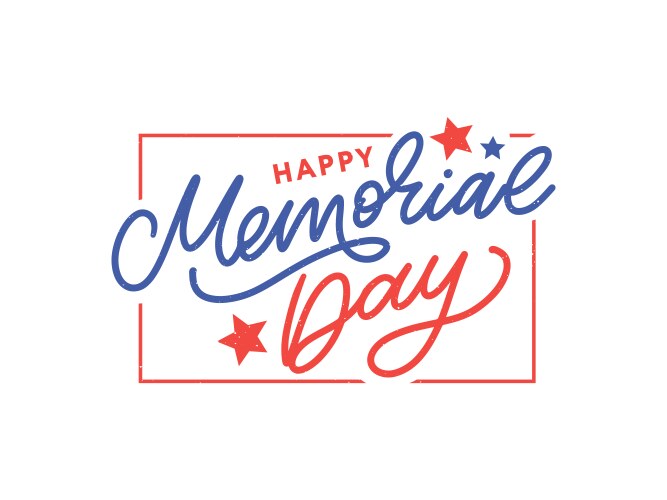 happy memorial day - stars and stripes letter vector image