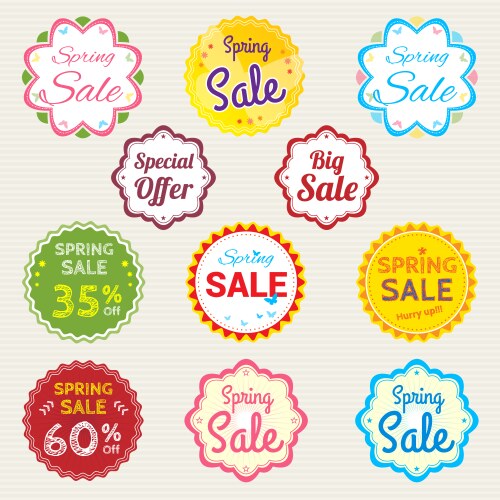 promotion set of spring discount sale vector