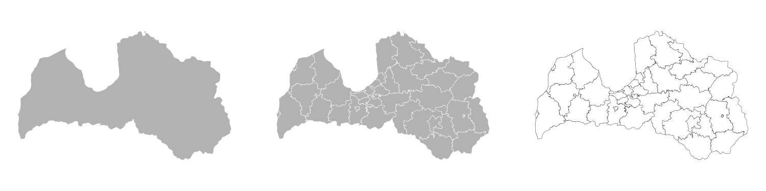 Set of latvia maps with main map and regional vector image