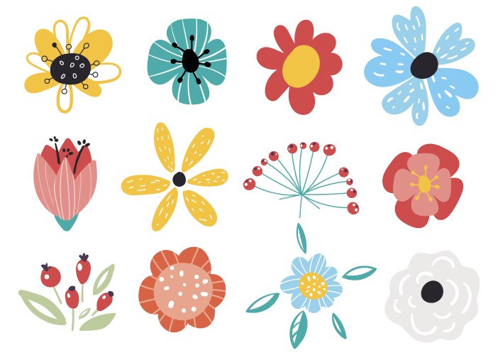 Floral Element Set - Spring & Summer Vector Image