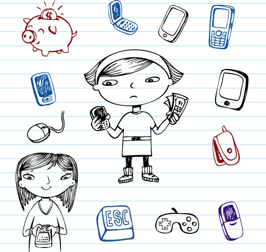 mobile communication hipsters doodle set vector image