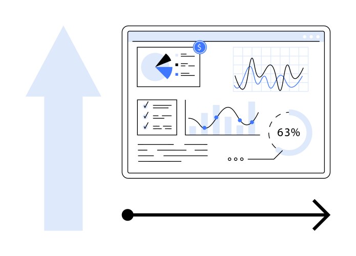 Data dashboard with analytics charts metrics vector image