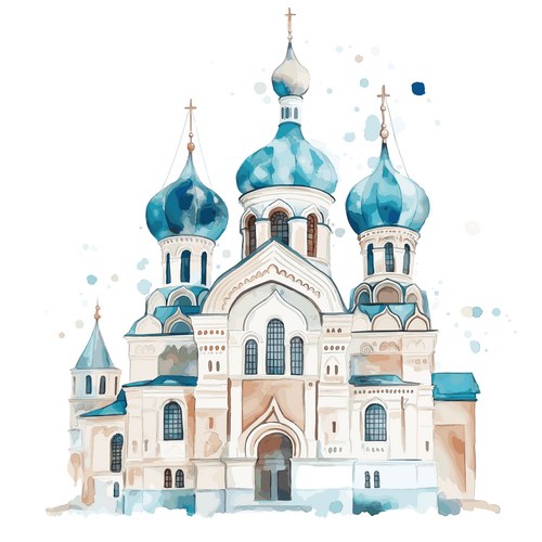 Watercolor Cathedral Sketch Vector Image