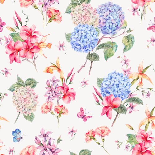 Vintage Hydrangea Floral Pattern Vector Image
