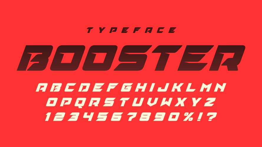 Racing display font design dynamic alphabet vector image